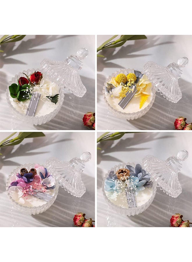 AKDC 300Ml/10Oz Glass Candy Dish With Lid Decorative Candy Bowl Crystal Covered Candy Jar Glass Apothecary Jar Wedding Candy Buffet Jar Tent Shaped Food Jar Container For Home Office Desk Gift (Clear) - Image 2