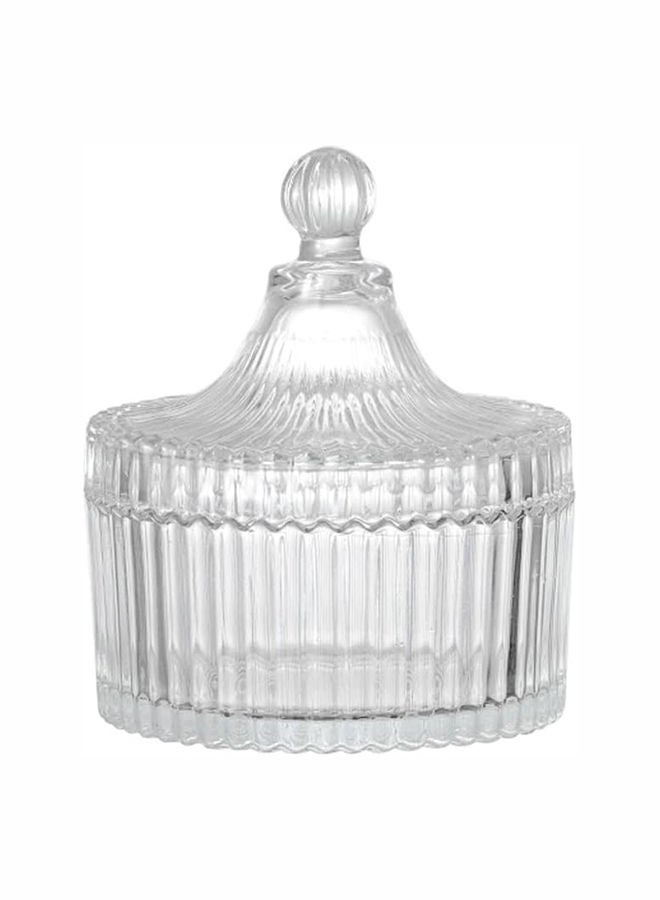 AKDC 300Ml/10Oz Glass Candy Dish With Lid Decorative Candy Bowl Crystal Covered Candy Jar Glass Apothecary Jar Wedding Candy Buffet Jar Tent Shaped Food Jar Container For Home Office Desk Gift (Clear) - Image 1