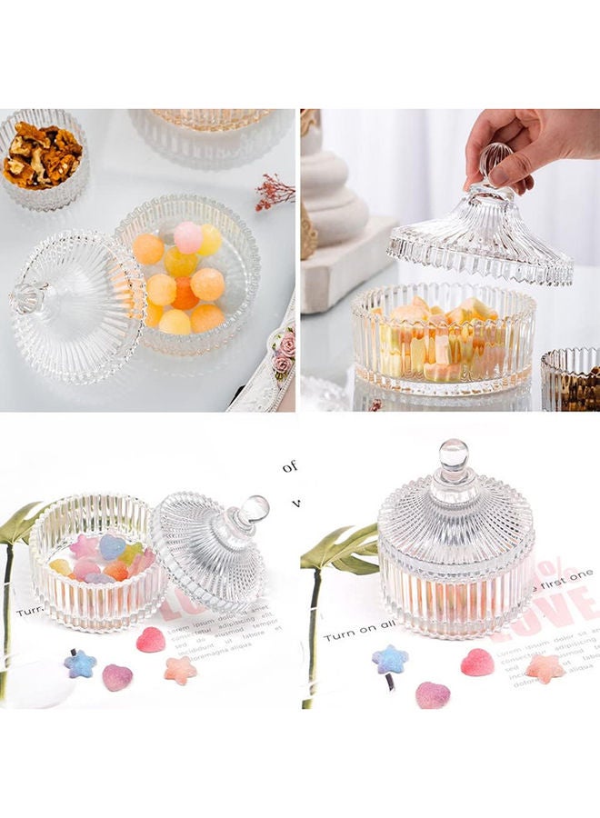 AKDC 300Ml/10Oz Glass Candy Dish With Lid Decorative Candy Bowl Crystal Covered Candy Jar Glass Apothecary Jar Wedding Candy Buffet Jar Tent Shaped Food Jar Container For Home Office Desk Gift (Clear) - Image 3
