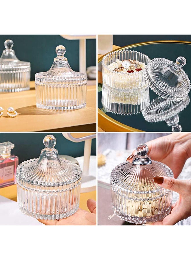 AKDC 300Ml/10Oz Glass Candy Dish With Lid Decorative Candy Bowl Crystal Covered Candy Jar Glass Apothecary Jar Wedding Candy Buffet Jar Tent Shaped Food Jar Container For Home Office Desk Gift (Clear) - Image 5