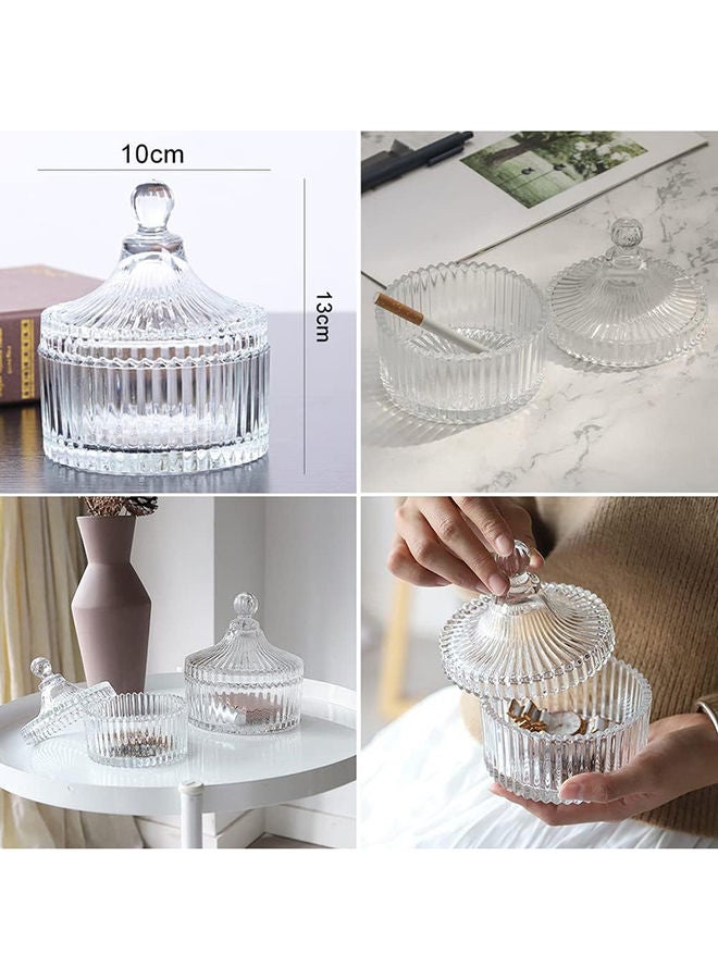 AKDC 300Ml/10Oz Glass Candy Dish With Lid Decorative Candy Bowl Crystal Covered Candy Jar Glass Apothecary Jar Wedding Candy Buffet Jar Tent Shaped Food Jar Container For Home Office Desk Gift (Clear) - Image 4