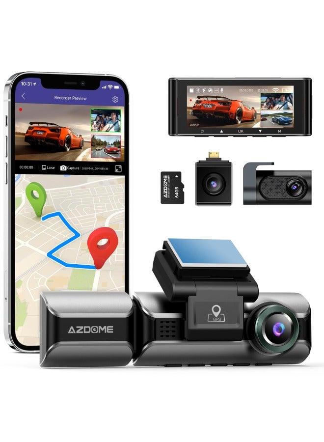 AZDOME 4K Dash Cam 3 Channel Dash Cam Front Rear And Interior Dash Cam Car Camera Night Vision Dash Cam For Cars - Image 1