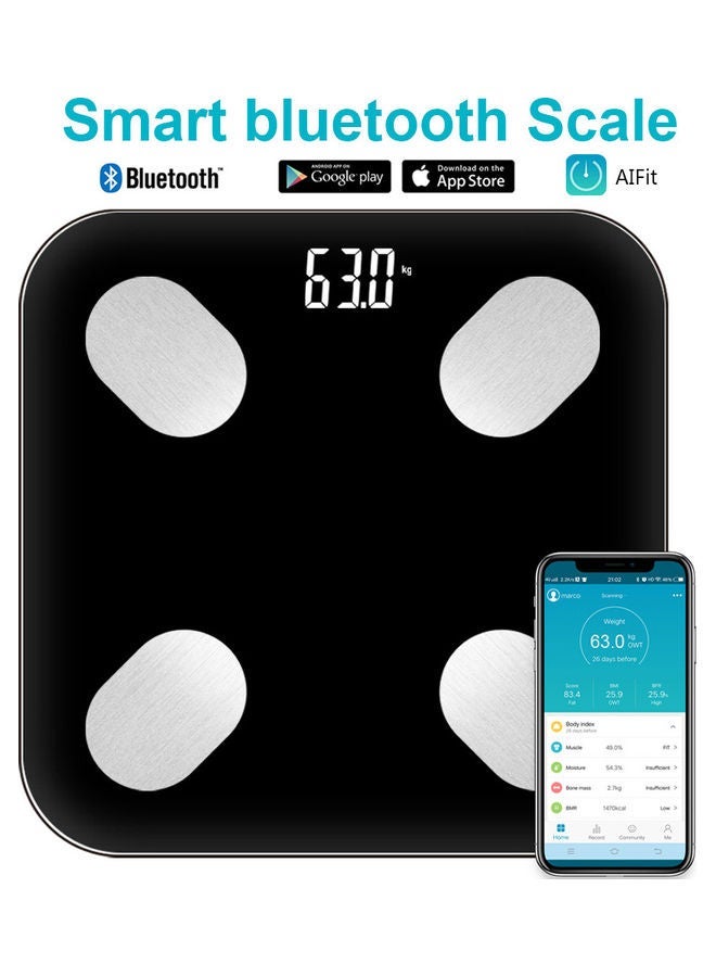 ELTRAZONE Multi-Functional Body Fat Scale – Smart Bluetooth Electronic Weight Scale with BMI, Body Composition & Fitness Tracking – Digital Home Use Weighing Scale, 26 x 26 x 2cm (Black) - Image 3