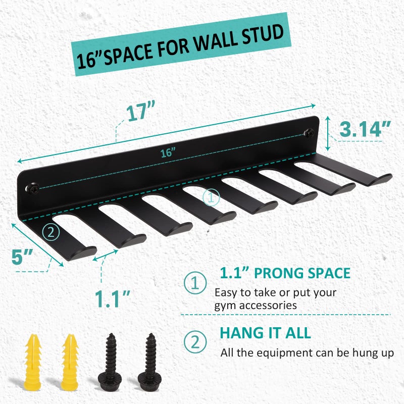 Alvade Storage Rack Storage Rack for Fitness Bands,Straps,Jump Ropes, Foam Rollers - Image 2