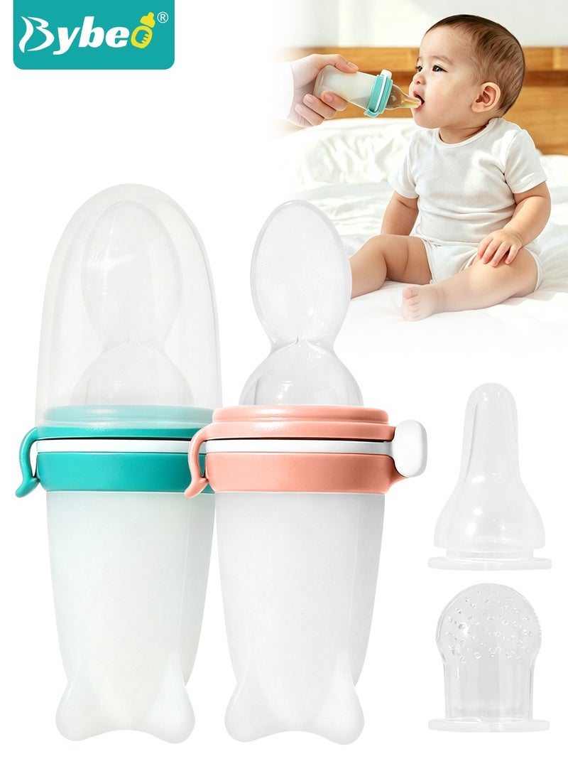Bybeo 3-in-1 Baby Food Feeder With Feeding Spoon, Fruit Feeder Pacifier and Medicine Dropper,  Infant Feeding Set For Newborns Toddlers and Kids, Food Grade Silicone BPA-Free - Image 1