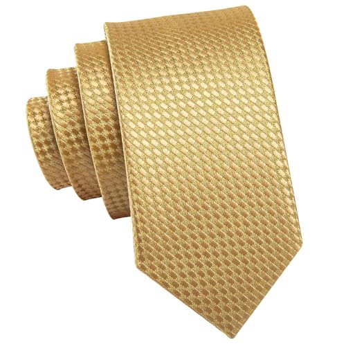 Dubulle Gold Ties for Boys Self Tie Kids Necktie and Pocket Square Set for Age 8-11 - Image 2