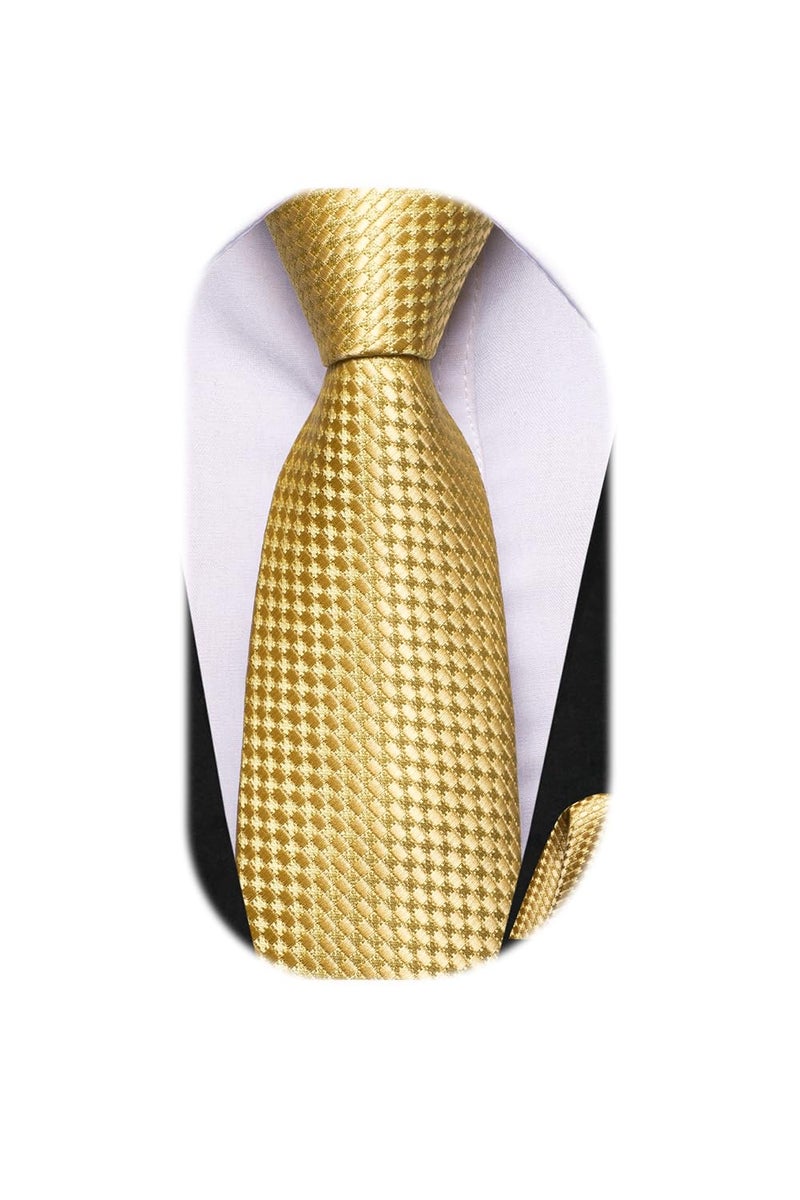 Dubulle Gold Ties for Boys Self Tie Kids Necktie and Pocket Square Set for Age 8-11 - Image 1