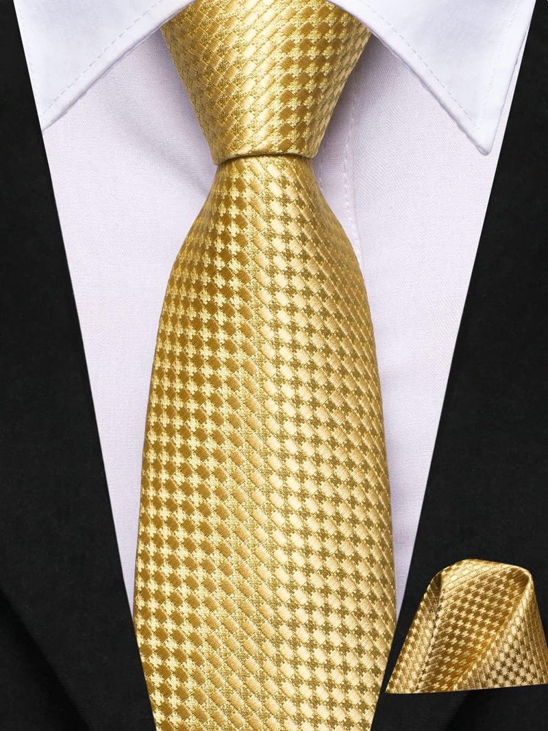 Dubulle Gold Ties for Boys Self Tie Kids Necktie and Pocket Square Set for Age 8-11 - Image 4