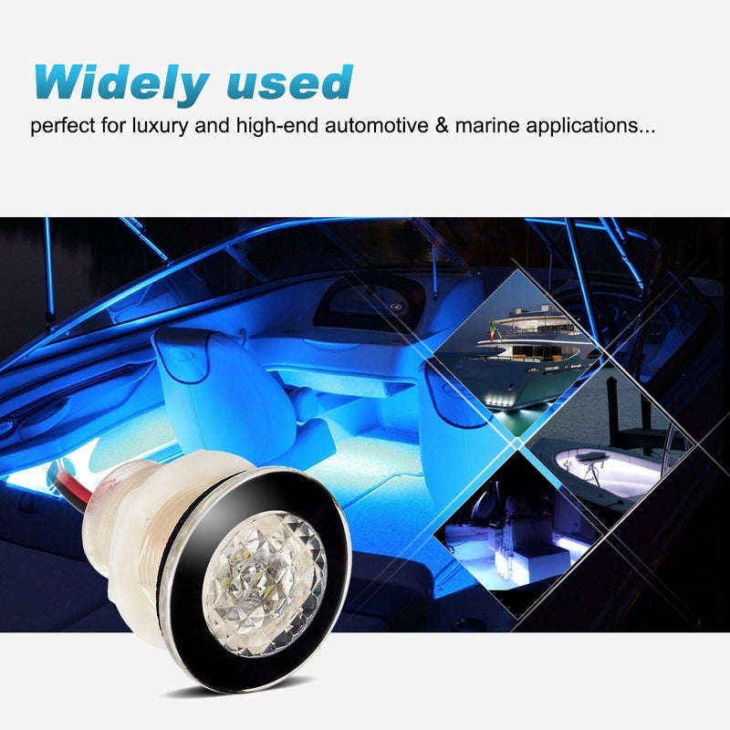 Partsam 4Pcs 1-1/4" Livewell Blue Outdoor Path Garden Yard Stair LED Deck Step Lights Clear Lens, Mini Round Led Boat Lights 12V Interior Exterior Under Water IP68 - Image 2