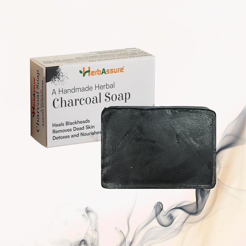 HerbAssure Handmade Herbal Soap Set 2 Charcoal Soaps for Blackheads and Dead Skin 2 Kapoor Soaps for Acne Pack of 4 - Image 2
