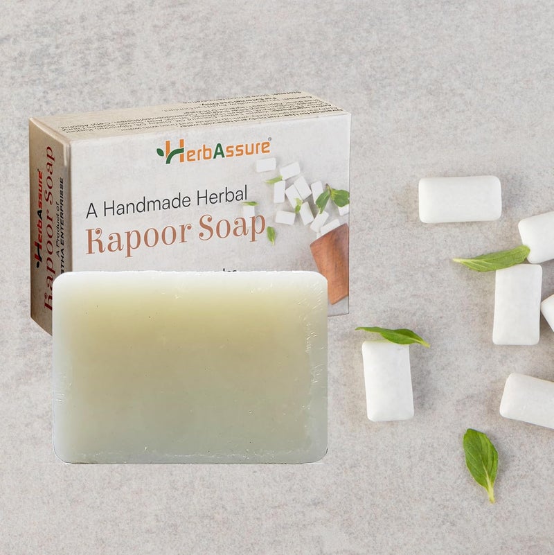 HerbAssure Handmade Herbal Soap Set 2 Charcoal Soaps for Blackheads and Dead Skin 2 Kapoor Soaps for Acne Pack of 4 - Image 3