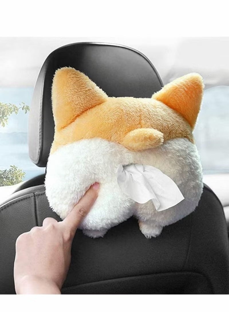 Uliova Cute Plush Cartoon Car Tissue Box Soft Tissue Holder Paper Napkin Dispenser for Vehicle Interior Home Office Use - Image 2