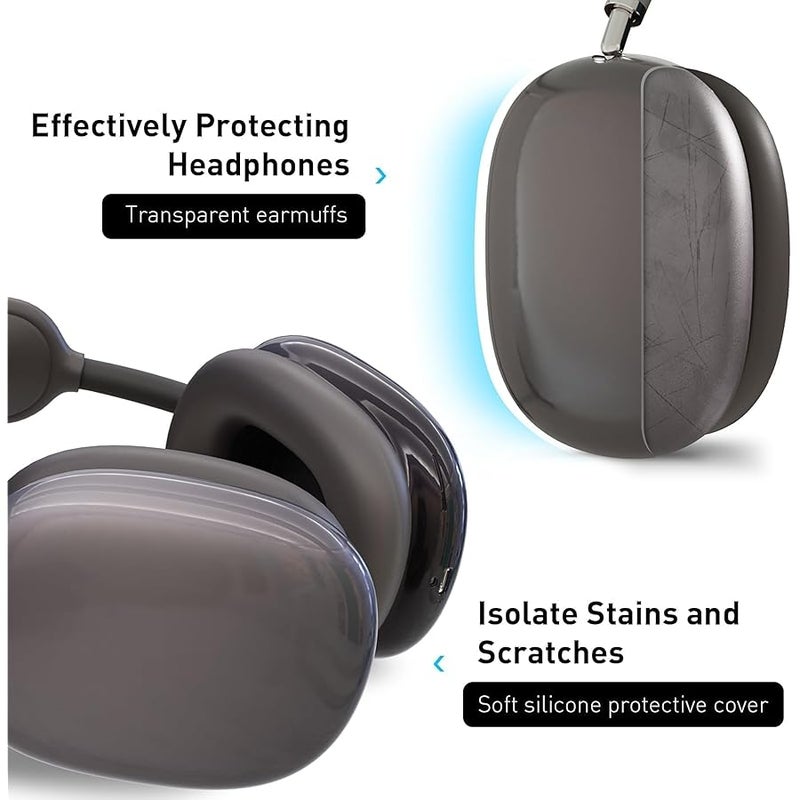 Woyinger Silicone Case for AirPods Max, Soft TPU Ear Cups & Headband Cover, Transparent Accessories, Space Gray - Image 5