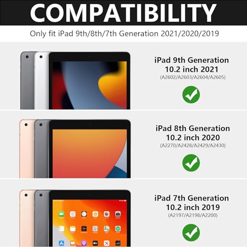 KBCASE Touchpad Keyboard Case for iPad 9th/8th/7th 10.2 inch, Backlit Trackpad Keyboard, 360°Rotatable Case with Pencil Holder for iPad 9th/8th/7th Gen (Black) - Image 2