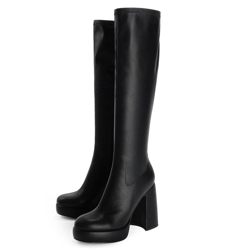 Modatope Knee High Platform Boots for Women Chunky Heel Black Platform Knee High Boots Womens Rounded Toe Side Zipper Tall Boots for Women Size 8 - Image 5