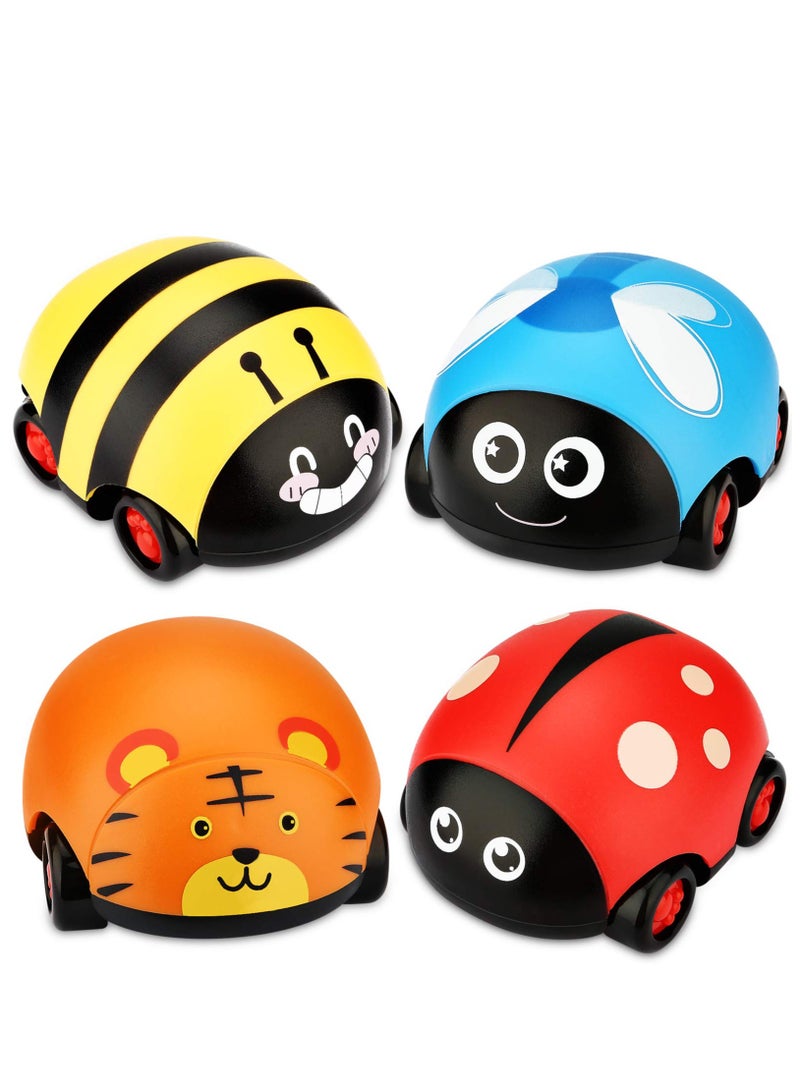 Excefore Animals Toys Cars Friction Powered Vehicle Play Push and Go Back and Forth Car Toys Party Gifts Stocking Fillers for Toddlers Kids Boys Girls Age 3+ Years Old (4 Packs) - Image 1