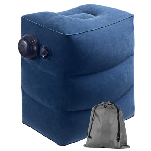 The AutoStory Inflatable Foot Rest Pillow with Innovative Pump Nozzle – Portable Travel Leg Support for Kids & Adults, Airplane Bed for Toddlers, Office, Car, Camping – No Mouth Blow (Blue) - Image 1