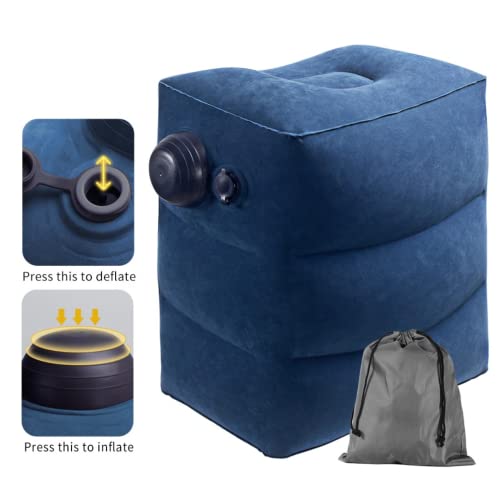 The AutoStory Inflatable Foot Rest Pillow with Innovative Pump Nozzle – Portable Travel Leg Support for Kids & Adults, Airplane Bed for Toddlers, Office, Car, Camping – No Mouth Blow (Blue) - Image 2