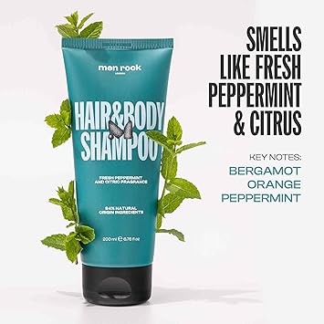 Men Rock Hair and Body Shampoo AllinOne Shower Wash Gently Removes Impurities for Soft Hydrated Skin FastAbsorbing Formula Fresh Peppermint and Citric Scent 200 ml - Image 5