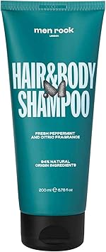 Men Rock Hair and Body Shampoo AllinOne Shower Wash Gently Removes Impurities for Soft Hydrated Skin FastAbsorbing Formula Fresh Peppermint and Citric Scent 200 ml - Image 1