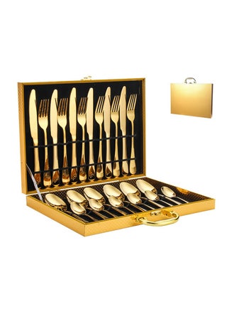 24-Piece Stainless Steel Cutlery Set Gold - pzsku/Z8000205742D20029FF3BZ/45/_/1706806354/0d6e2134-0b9f-44eb-92d3-d5f2f648f2f2