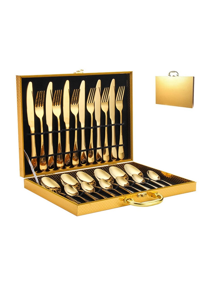 cosyinn 24-Piece Stainless Steel Cutlery Set Gold  - Image 1