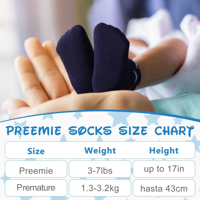 Twistover 10 Pairs Preemie Baby Terry Cotton Turn Cuff Socks for Newborn Girls Boys - NICU(Dark Blue Color,Preemie) - Image 3