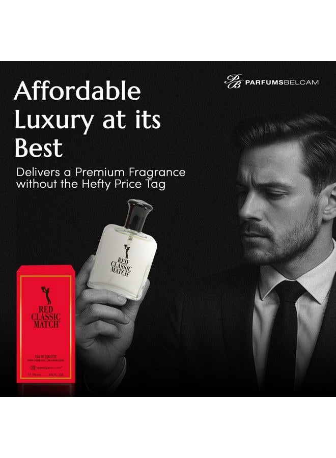 PB ParfumsBelcam عطر ريد كلاسيك ماتش - عطر حار خشبي عنبري للرجال، رائحة ذكورية تدوم طويلاً، بديل عطر ميسور التكلفة، عطر مميز - 2.54 أونصة سائلة - Image 5