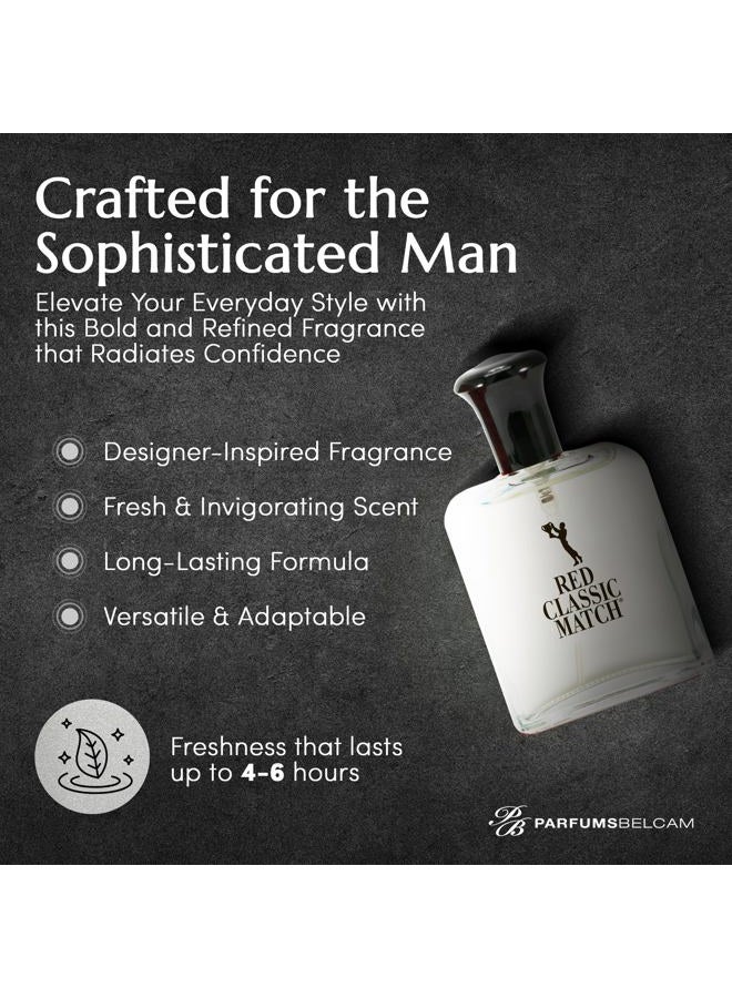 PB ParfumsBelcam عطر ريد كلاسيك ماتش - عطر حار خشبي عنبري للرجال، رائحة ذكورية تدوم طويلاً، بديل عطر ميسور التكلفة، عطر مميز - 2.54 أونصة سائلة - Image 3