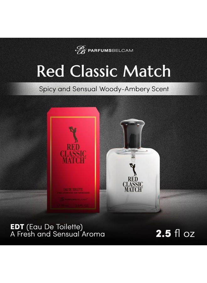 PB ParfumsBelcam عطر ريد كلاسيك ماتش - عطر حار خشبي عنبري للرجال، رائحة ذكورية تدوم طويلاً، بديل عطر ميسور التكلفة، عطر مميز - 2.54 أونصة سائلة - Image 2