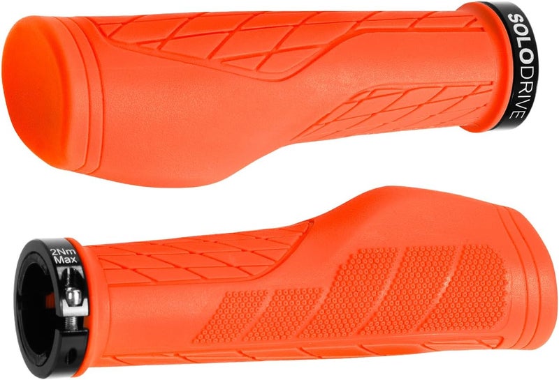SOLODRIVE Ergonomic Design Mountain Bike Grips, Comfortable Bicycle Handlebar Grips, Single Lock-on and Non-Slip MTB Handle, Fit MTB, E-Bike, Hybrid, Scooter - Image 1