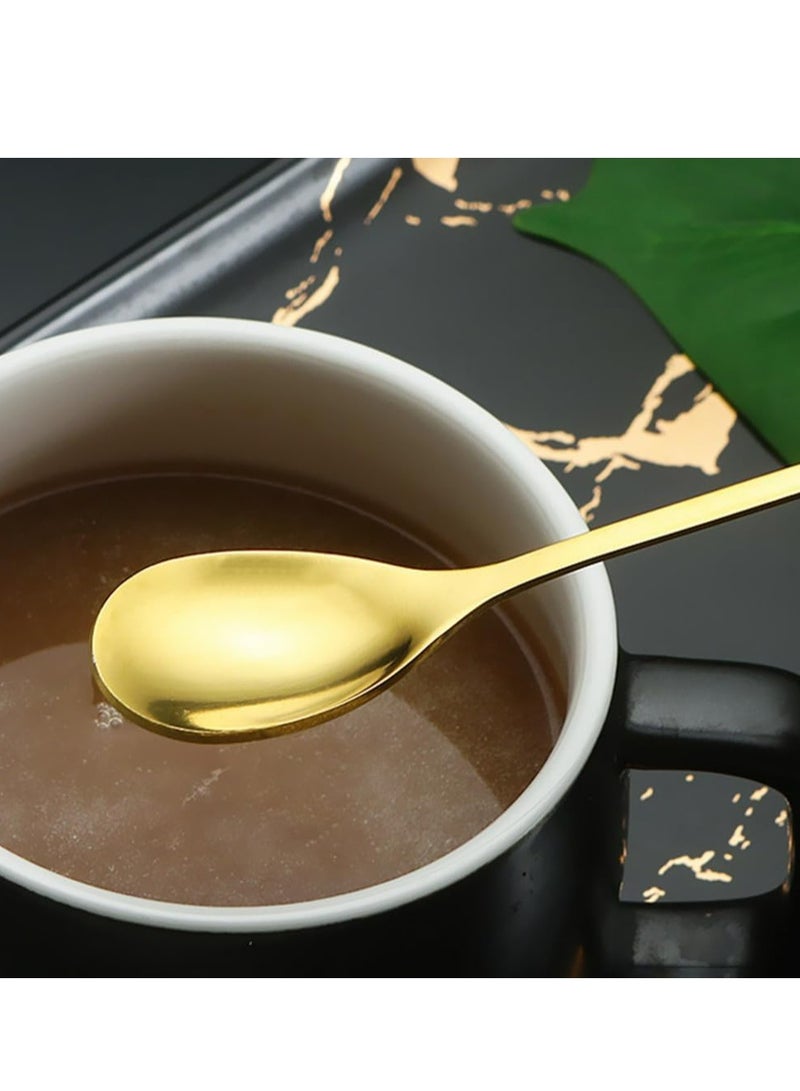 Loquat Creative Long Handle Iced Tea Spoons Set Stirring Spoons Tableware Dessert Spoons(Gold, 6 Pcs) - Image 4