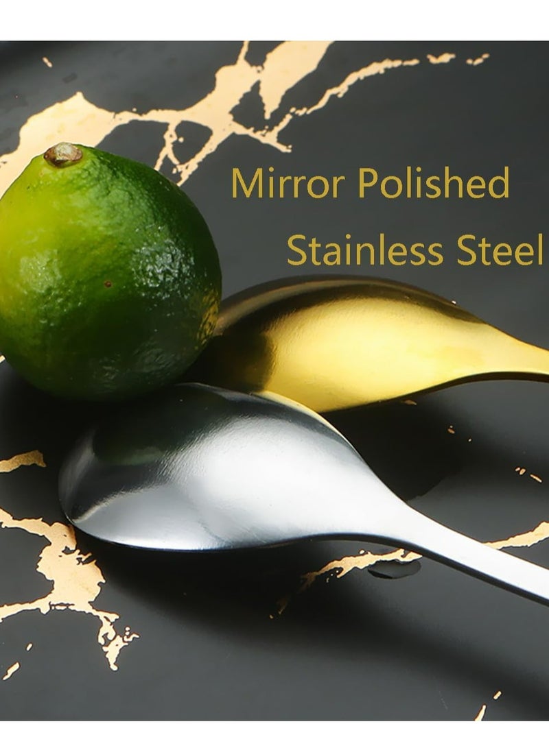 Loquat Creative Long Handle Iced Tea Spoons Set Stirring Spoons Tableware Dessert Spoons(Gold, 6 Pcs) - Image 3