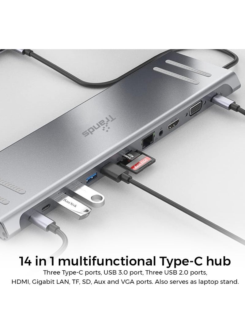 Trands Original 14 in 1 USB-C Docking Station Multifunctional Type-C Hub Adapter HB7587 - Image 2
