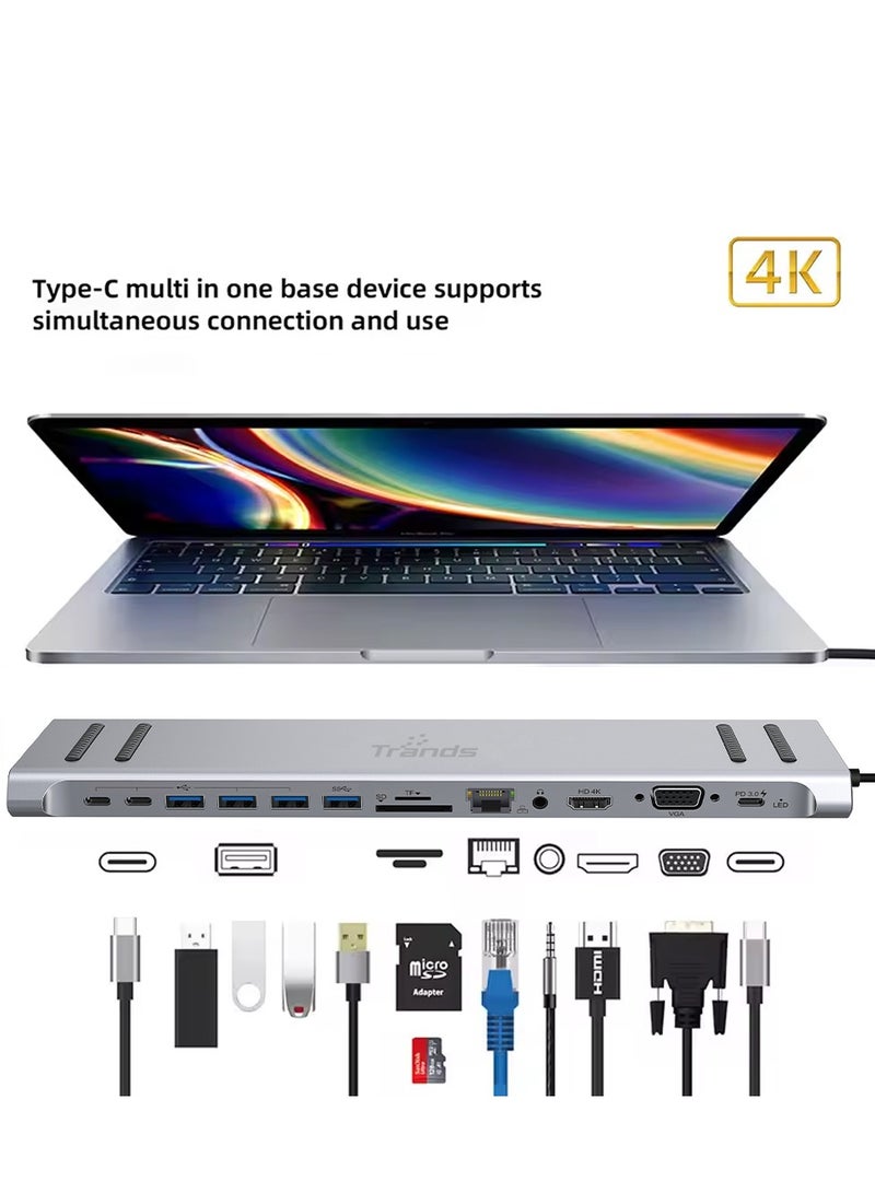 Trands Original 14 in 1 USB-C Docking Station Multifunctional Type-C Hub Adapter HB7587 - Image 4