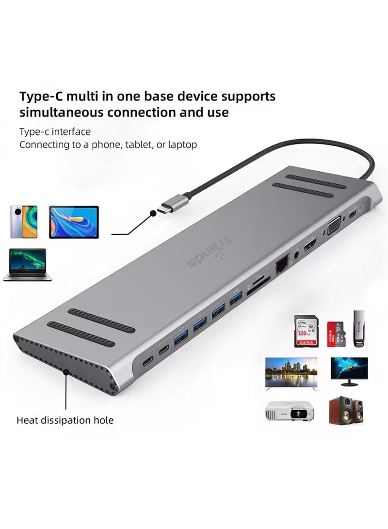 Trands Original 14 in 1 USB-C Docking Station Multifunctional Type-C Hub Adapter HB7587 - Image 5