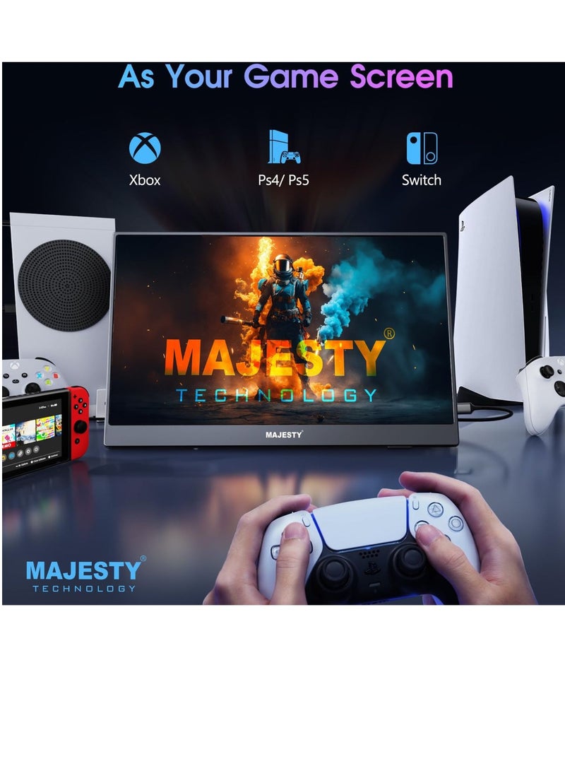 Majesty Majesty 15.6-Inch Portable Foldable Full  HD Screen, Touch screen Lightweight, Compatible with Laptops, Macs, Computers, USB 3 Supported Mobile Phones, PlayStation, Xbox, and Receivers – Silver  - Image 5