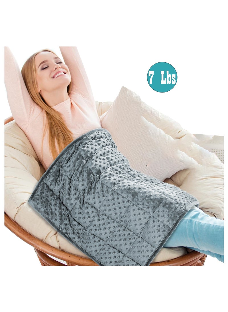 Fabienne Weighted Lap Blanket 7Lbs Dotted Minky Fabric 74x61 cm Ash Grey Weighted Lap Pad Ideal for Adults, Teenagers and Kids, Supports Sensory Processing Autism ADHD Provides Calming Comfort for Relaxation Focus and Multipurpose Use  - Image 1
