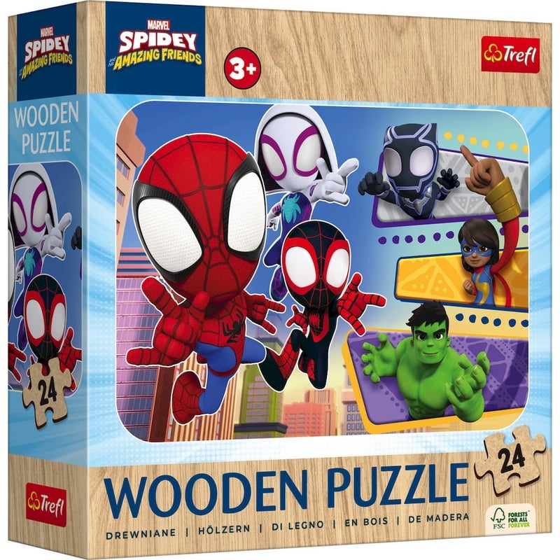 Trefl - Spidey Amazing Friends Wooden Puzzle 24 Pieces - 20274 - Image 1