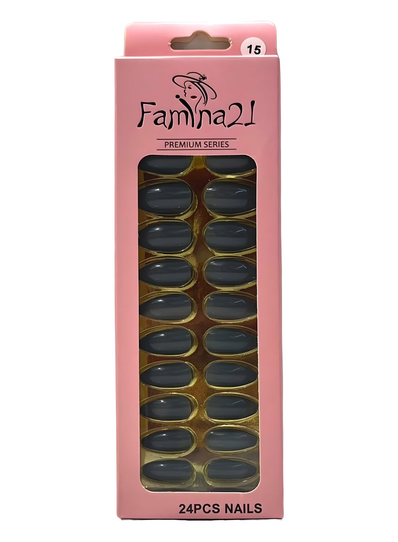Famina21 Premium Nails | Set of 24 with Glue Sticker | Elegant Fake Nails for Instant Glam (15) - Image 1