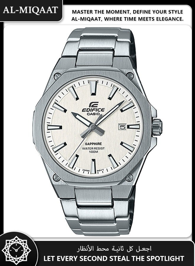 Casio Edifice EFR-S108D-7AV Slim Sapphire Watch - 7.8mm Ultra-Thin, Brushed Octagonal Bezel, Sport-Luxury Design