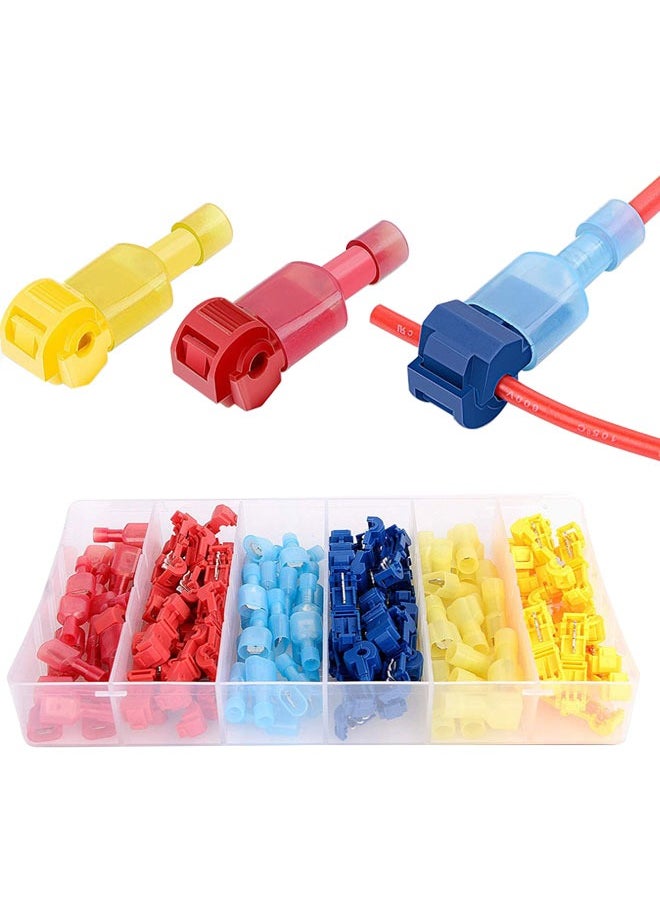HAWAWA 120pcs T-Tap Wire Connectors, Self-Stripping Quick Splice Electrical Wire Terminals, T Taps Self-Stripping Insulated Male Quick Disconnects Spade Terminals Kit for Wiring Automotive  - Image 1