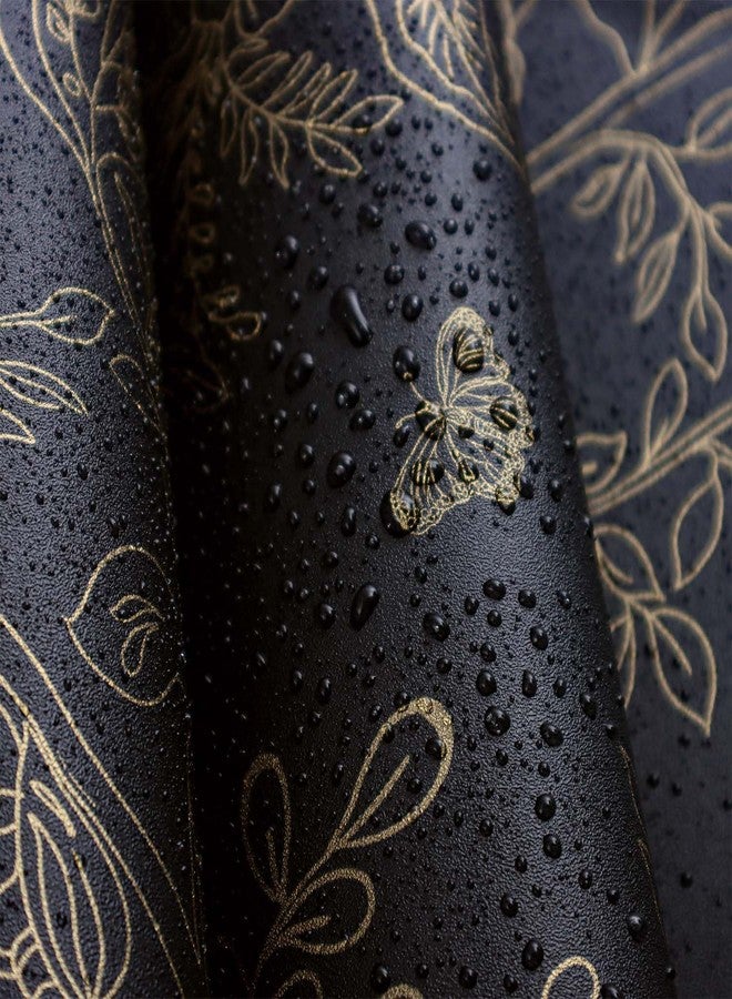Froluya Black and Gold Wallpaper Peel and Stick Wallpaper 17.7"x118.1" Vintage Floral Boho Peel and Stick Wall Paper Dark Removable Self Adhesive Contact Paper for Bedroom Cabinets Shelf Liner Vinyl - Image 4
