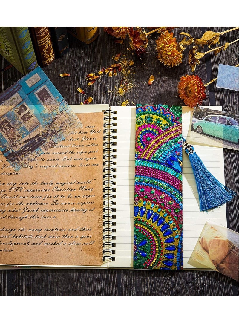 Excefore 5D Diamond Bookmark, 6 Pieces DIY Painting Bookmark Floral Beaded Bookmarks Leather Tassel Bookmark for DIY Art Crafts Students Adults BeginnerMaking Arts Crafts Students Graduation Embroidery - Image 5