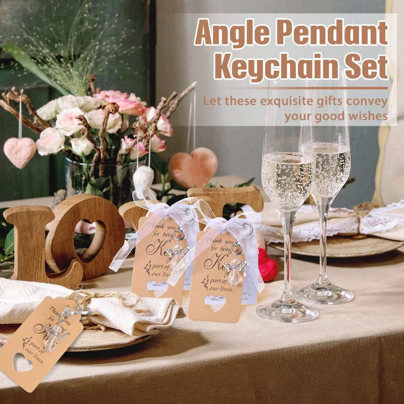 Fumete 100 Pcs Baptism Favors Set First Communion Favors Angel Keychains Baptism Boxes White Organza Bags with Tags for Bautizo Recuerdos Christening Memorial Gifts Wedding Baby Shower Party Supplies - Image 5