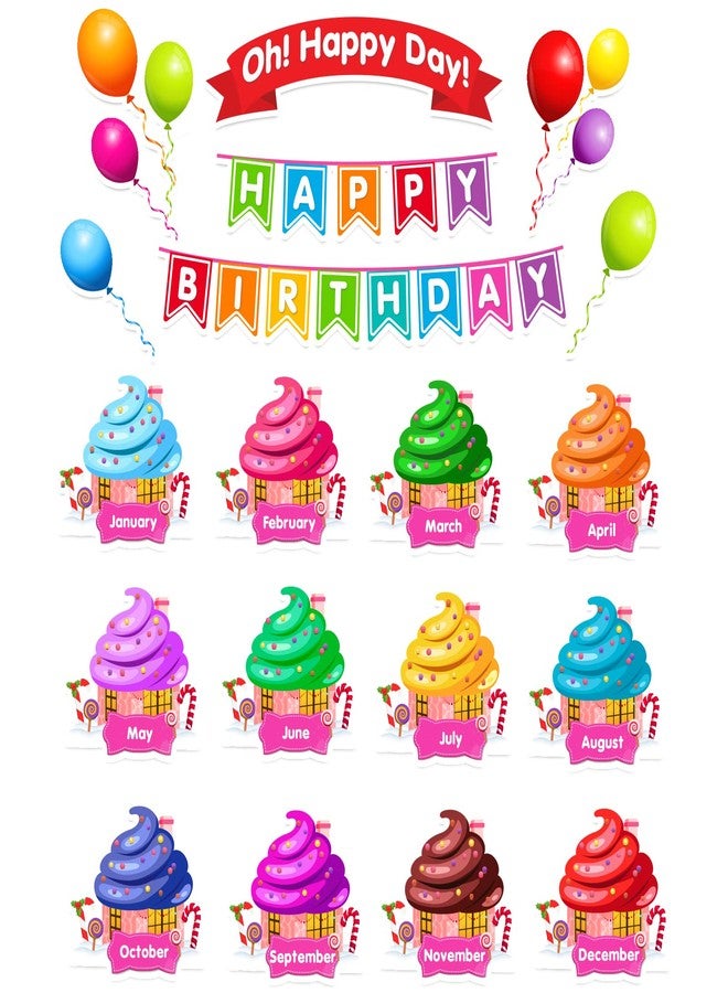 EAMAY Happy Birthday Bulletin Board Sets, Preschool & Kindergarten Classroom Decorations, Back to School Classroom Supplies, Cardstock Colorful Cutouts (Rainbow) - Image 1