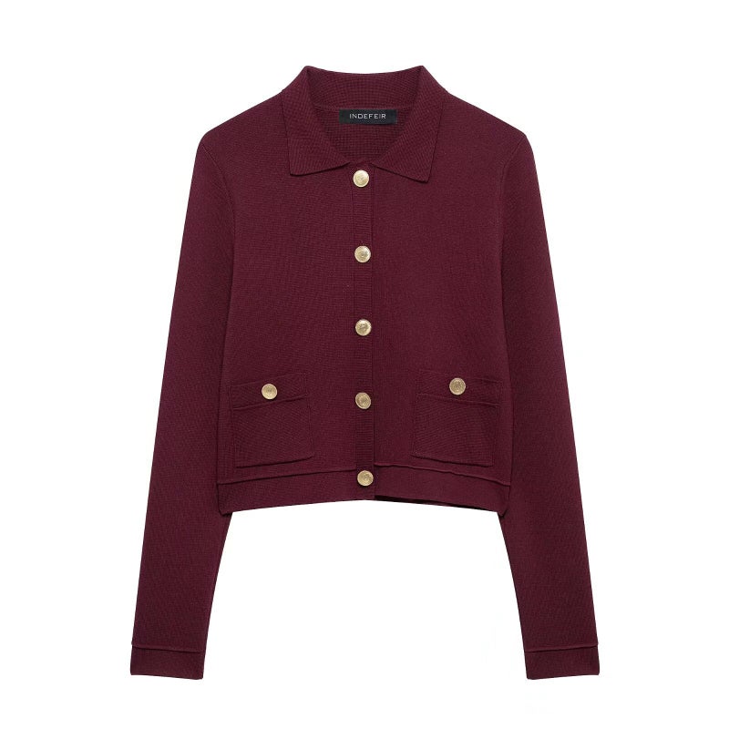ZA cross-border womens clothing wholesale single-breasted long sleeve sweater pleated skirt suit 3519124 3519122 Tops