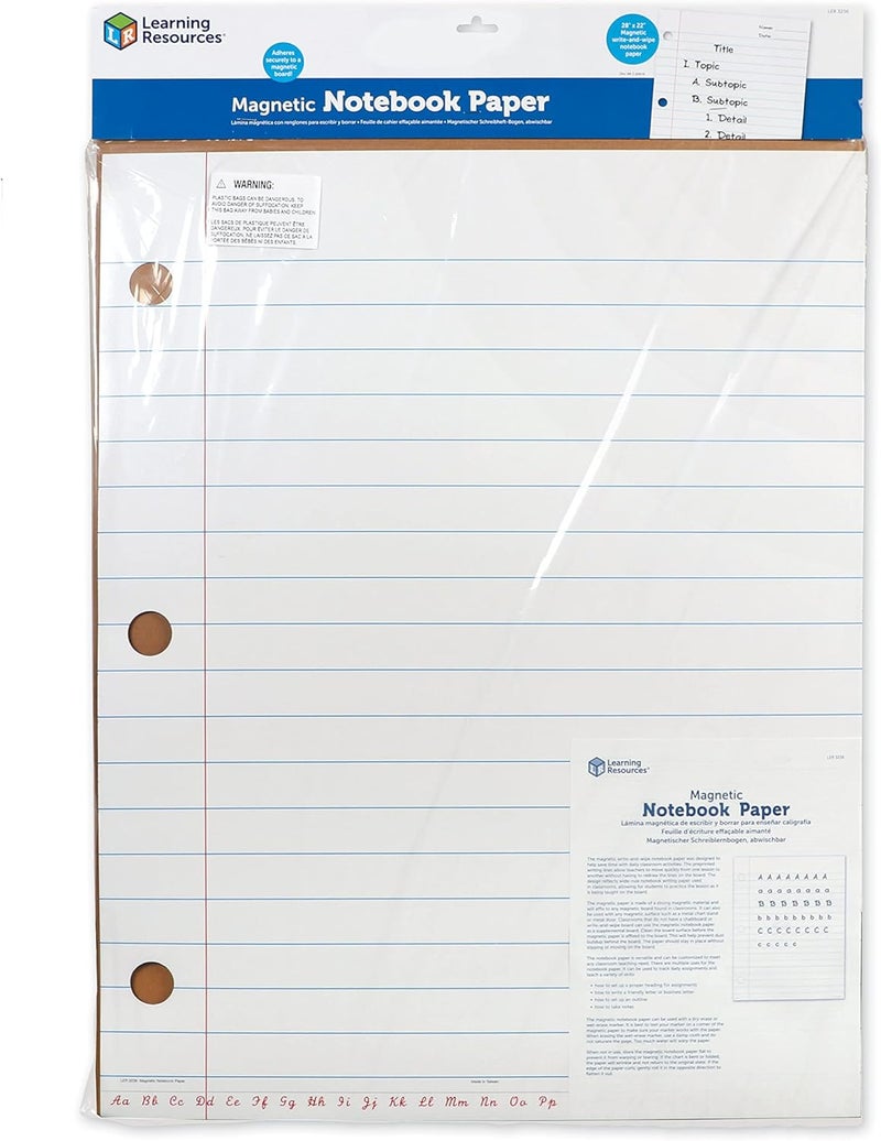 Learning Resources Giant Sized Magnetic Notebook Paper - Durable Write & Wipe Classroom Accessory - Image 1