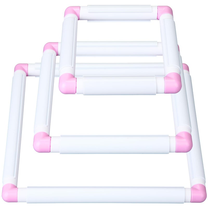 Janinka Embroidery Hoop 3 Pcs Cross Stitch Hoops and Frames White Rectangular Cross Stitch Embroidery Snap Frame DIY Sewing Tool for Quilting SilkPainting 6 x 6 8 x 8 11 x 11 inLight Purple - Image 2