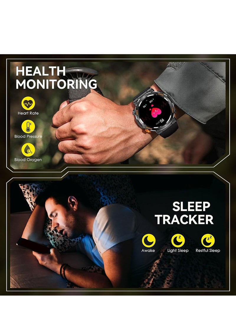 Furtey - Smart Watch with Bluetooth Calling, 1.46" Touch Screen - IP67 Waterproof Fitness Tracker with Blood Oxygen/Heart Rate Monitor, Sleep Tracking, 100+ Sport Modes, Custom Dial for Android iOS - Image 1